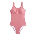thumbnail image 4 of JIAYUE Women's One-Piece Swimsuit Sleeveless Square Collar Elegant Solid Color Petal Trim Versatile Female Swimwear, 4 of 8