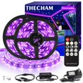 thumbnail image 1 of Tira de luz negra THECHAM de 80 pies/24 m con control remoto 1440 LED de 12 V, 1 of 8