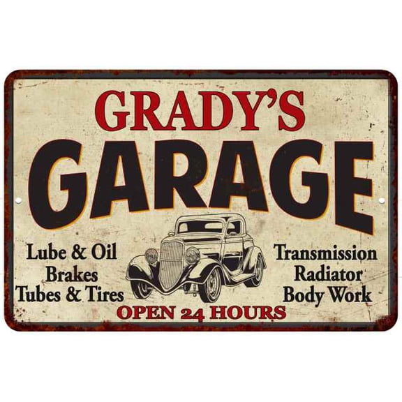 GRADY'S Garage Man Cave Metal Sign Decor 8x12 108120014462
