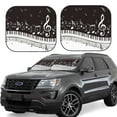 thumbnail image 1 of Easygdp Piano Keys With Musical Notes for 2 PCS Foldable Car Sun Shade Front Windshield Sun Protection Cover for Car, SUV, Truck-Large, 1 of 6