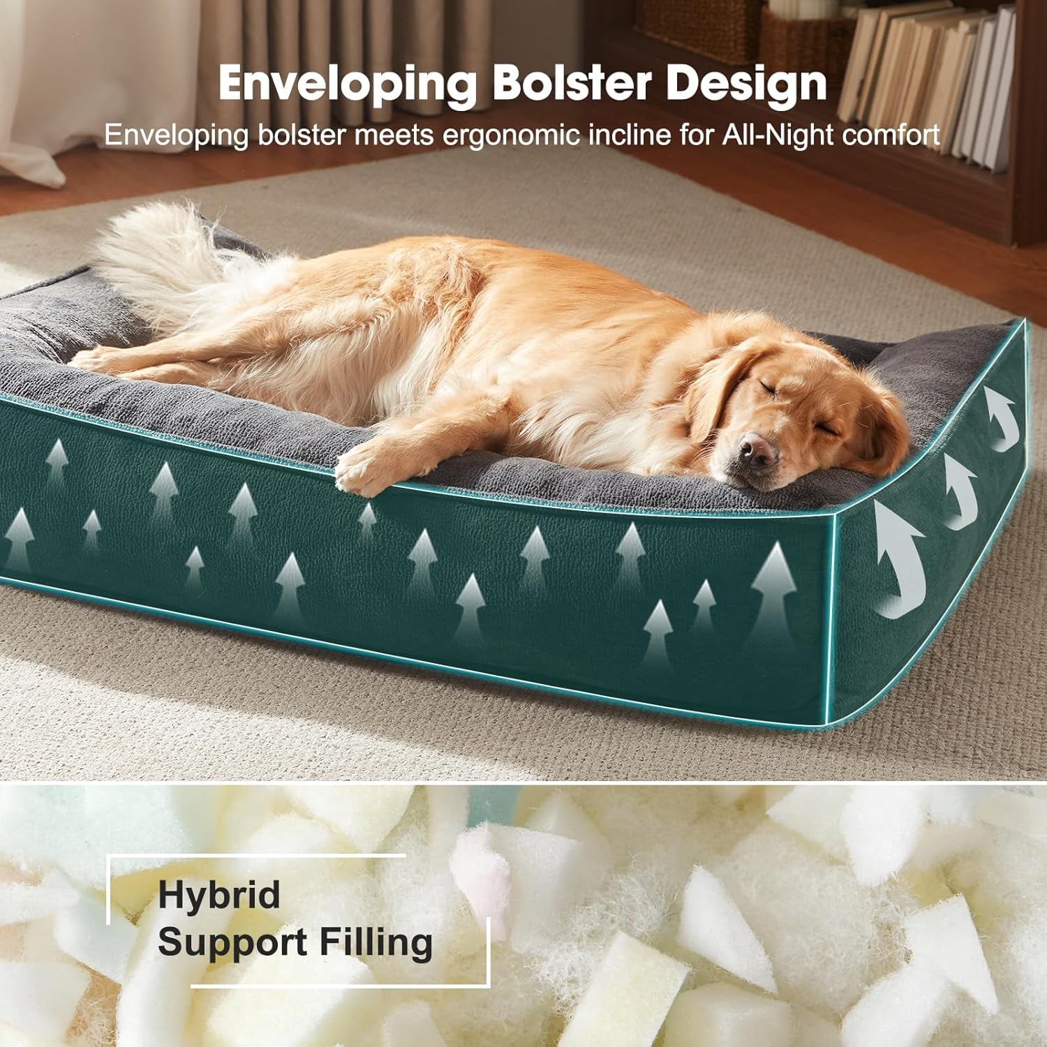 Orthopedic Dog Bed Medium Size Dog, Extra Thick Supportive Comfort Pet Sofa, Ergonomic Slant Dog Couch Bed with Removable Washable Cover, Ultra Soft Surface & Non-Slip Bottom, Grey, 35"