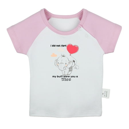 

iDzn I Did Not Fart My Buff Blew You a Kiss Funny T shirt For Baby Newborn Babies T-shirts Infant Animal Elephant Tops 0-24M Kids Graphic Tees Clothing (Short Pink Raglan T-shirt 18-24 Months)