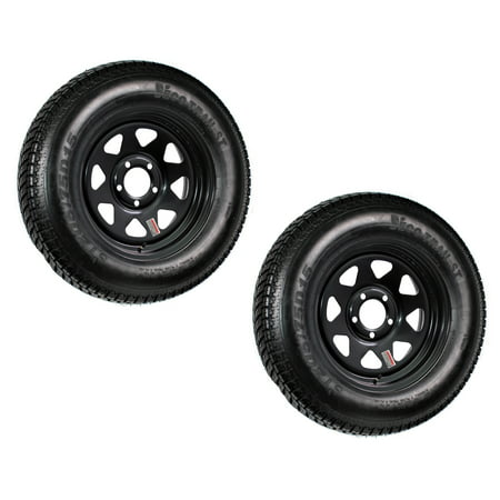 2-Pk eCustomrim Trailer Tire Rim ST205/75D15 15 in. Load C 5 Lug Black
