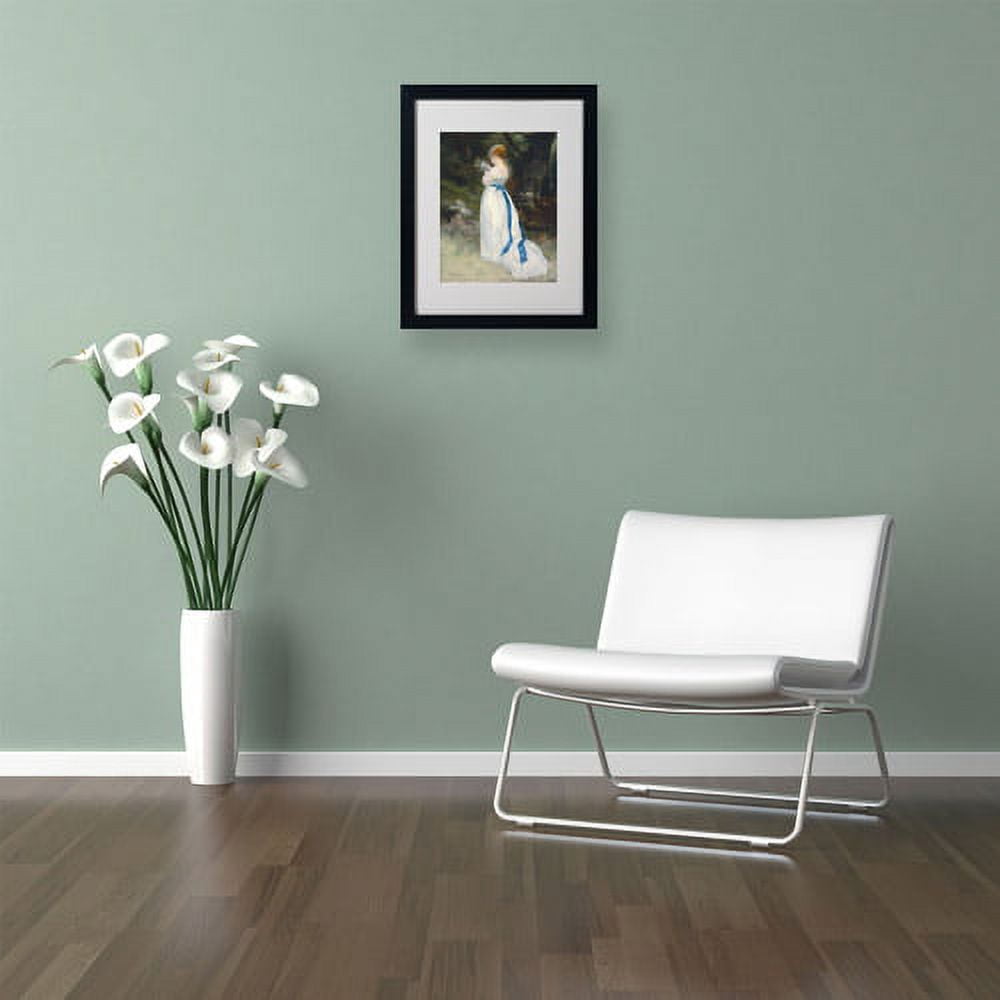 Trademark Fine Art "Lady In White" Canvas Art by Pierre Renoir, Black Frame