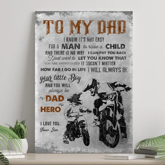 Poster To My Dad Gift From Son With Motorcycle Father'S Day , _7759 Wall Art, Unframed Prints For Home Or Office, Perfect Gift For Everyone, 8x12