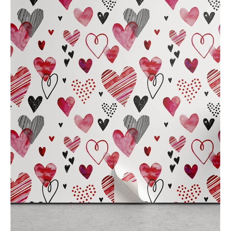 1roll Creative Heart Pattern Wall Paper, Modern PVC Wall Adhesive