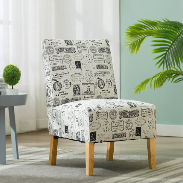 Tkoofn Postmark Print Fabric Armless Contemporary Accent Chair, Single - Walmart.com - Walmart.com