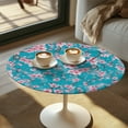 thumbnail image 2 of SEANATIVE Round Table Top Cover with Elastic Edges Washable Cocktail Table Top Cover with Elastic Fit Decorative Spandex Tablecloth for 24 Inch High Tables, Pink Peach Blossom Blue, 2 of 7