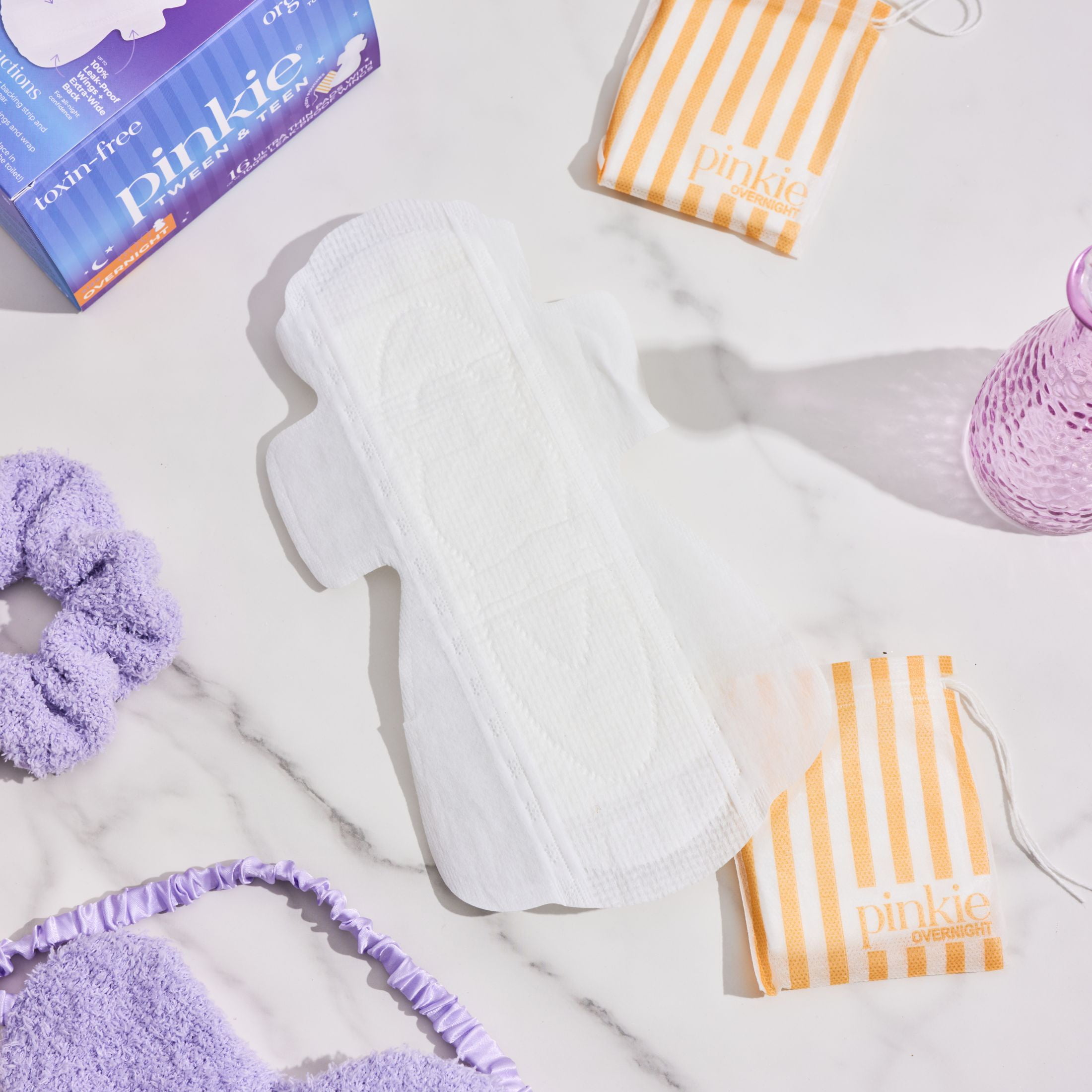 Pinkie Organic Cotton Teen Overnight Pads, 16 Count