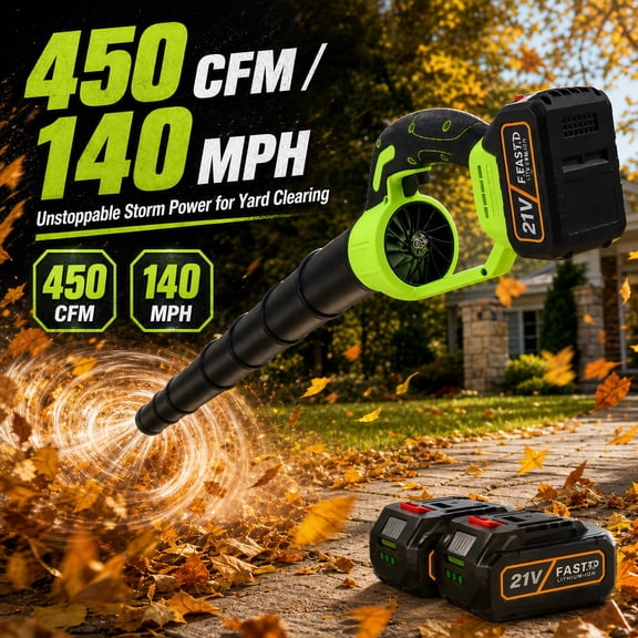 Doulami Leaf Blower Cordless Blower 2×4.0Ah Batteries 450CFM Variable Speed for Lawn/Yard