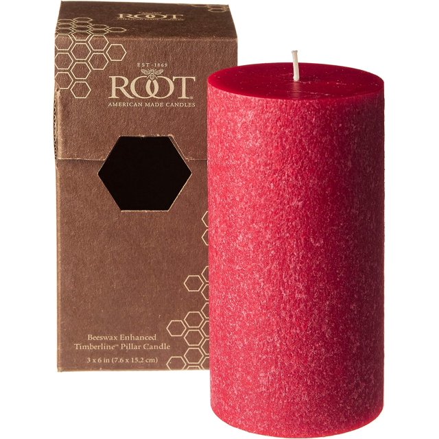 Chandelles Racines Non Parfumées Timberline, Chandelle Pilier, 3 x 6 Pouces, Rouge