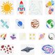 thumbnail image 1 of juego de 17 plantillas de planetas del universo espacial de 11,8 a 5,9 pulgadas, reutilizables, con diseño de cohete, galaxia, sol, nave espacial, estrella, cuerpo celeste, arte de pared, plantillas, 1 of 7