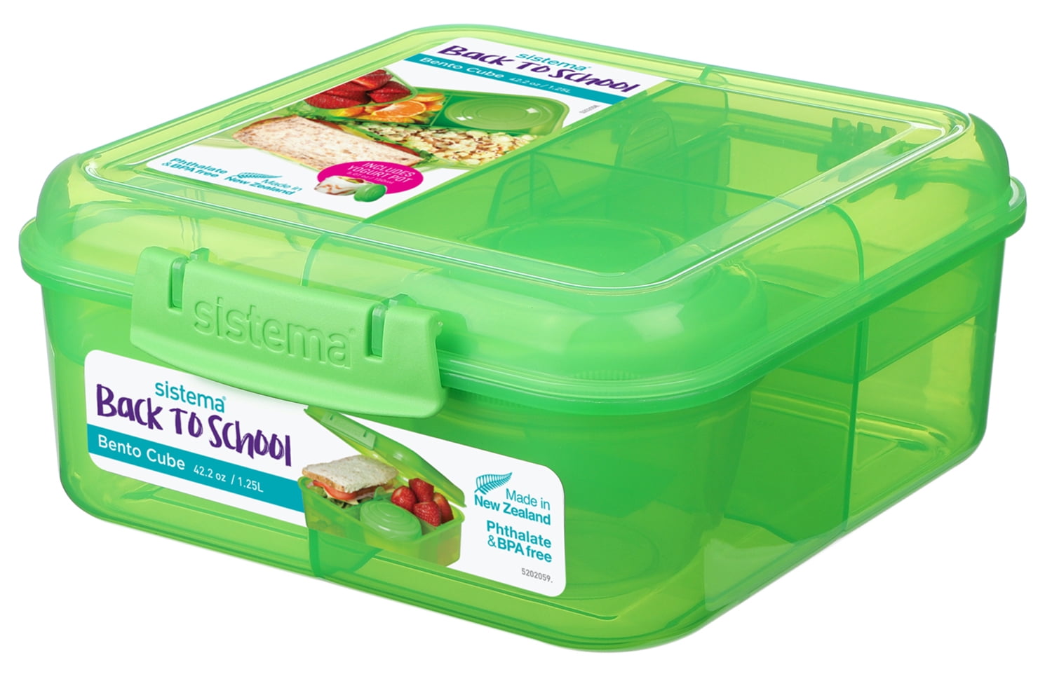 New Sistema Bento Cube 1.25L,Green Portions Healthy Eating Work School On The Go 
