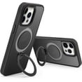 thumbnail image 6 of Compatible with iPhone 15 Pro Frosted Case with Ring Stand 180° Rotatable Magnetic Kickstand Invisible Holder Translucent Fashion Luxury Protection Shockproof Case for Women Girls Man, 6 of 12