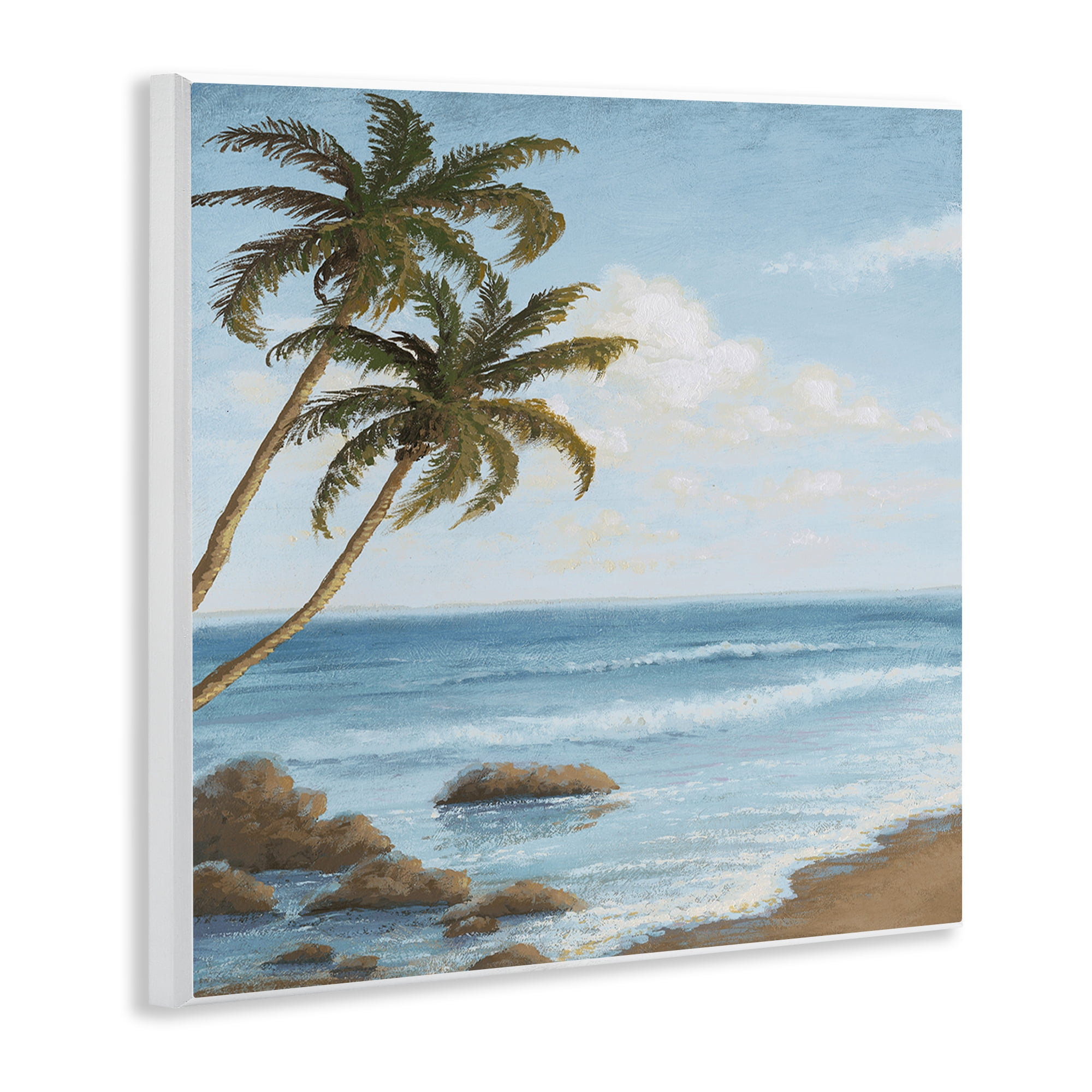 Stupell Industries Palm Trees Looming Beach Coastal Painting Unframed Art Print Wall Art, 12 x 12