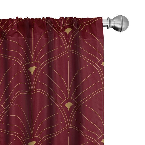 Ambesonne Art Deco Curtains, Burgundy Classic Scales, Pair of 28"x95", Burgundy and Sand Brown