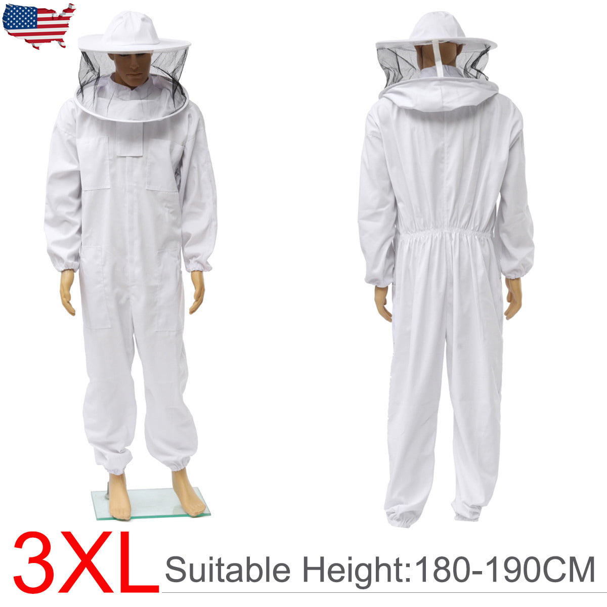 Professional Cotton Full Body Beekeeping Bee Keeping XL Suit w// XXL L Veil H6X4