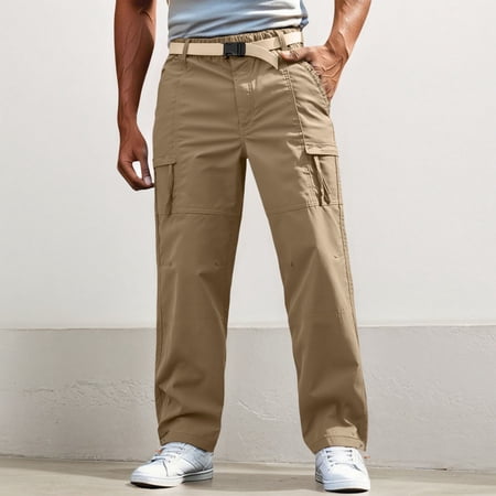 MHFRRA Men Cargo Pants Cargo Pants Lightweight Outdoor Adventure Hiking Work Utility Casual Pocket Trousers Durable Comfortable