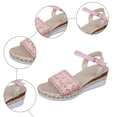 thumbnail image 5 of Rokment Women's Crochet Flower Platform Wedge Dress Sandals Beach Boho Fashion Casual Hollow out Espadrilles Chunky High Heel Summer Shoes Bride Wedding Red Size 7, 5 of 7