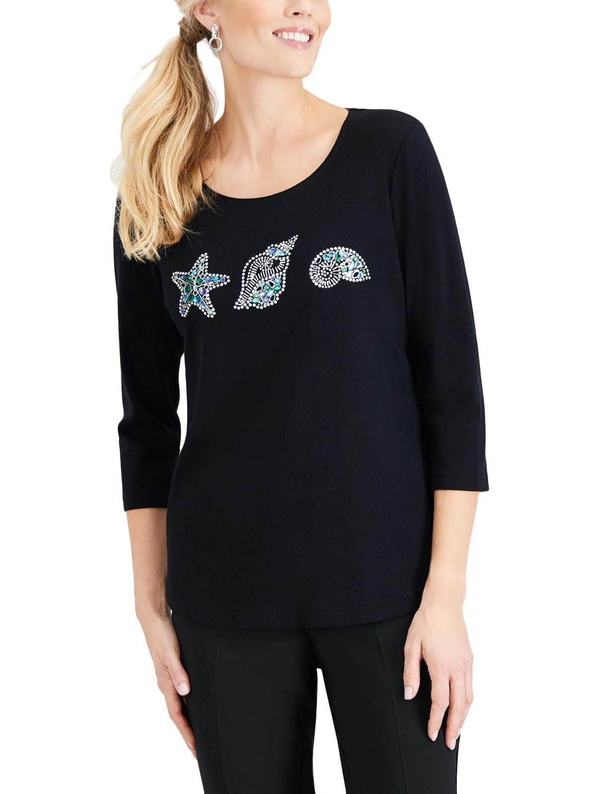 karen scott embellished tops