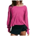 thumbnail image 5 of Women Oversized Tshirt Open Back Workout Athletic Long Sleeve Round Neck Top Backless Lightweight Solid Color Womens Tshirt, 5 of 6