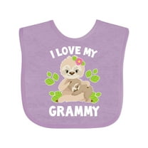 Inktastic Cute Sloth I Love My Grammy with Green Leaves Boys or Girls Baby Bib