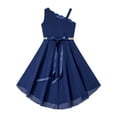 thumbnail image 3 of iiniim Kids Girls One Shoulder Sleeveless Wedding Party Bridesmaid Irregular Hem Formal Prom Gown Dress Navy Blue 6, 3 of 7