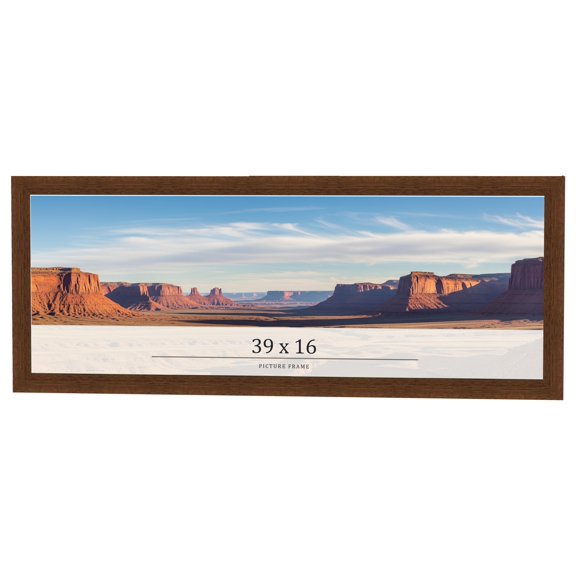 39x16 Brown Real Wood Picture Frame Width 1.25 inches | Interior Frame Depth 0.5 inches | Galvin