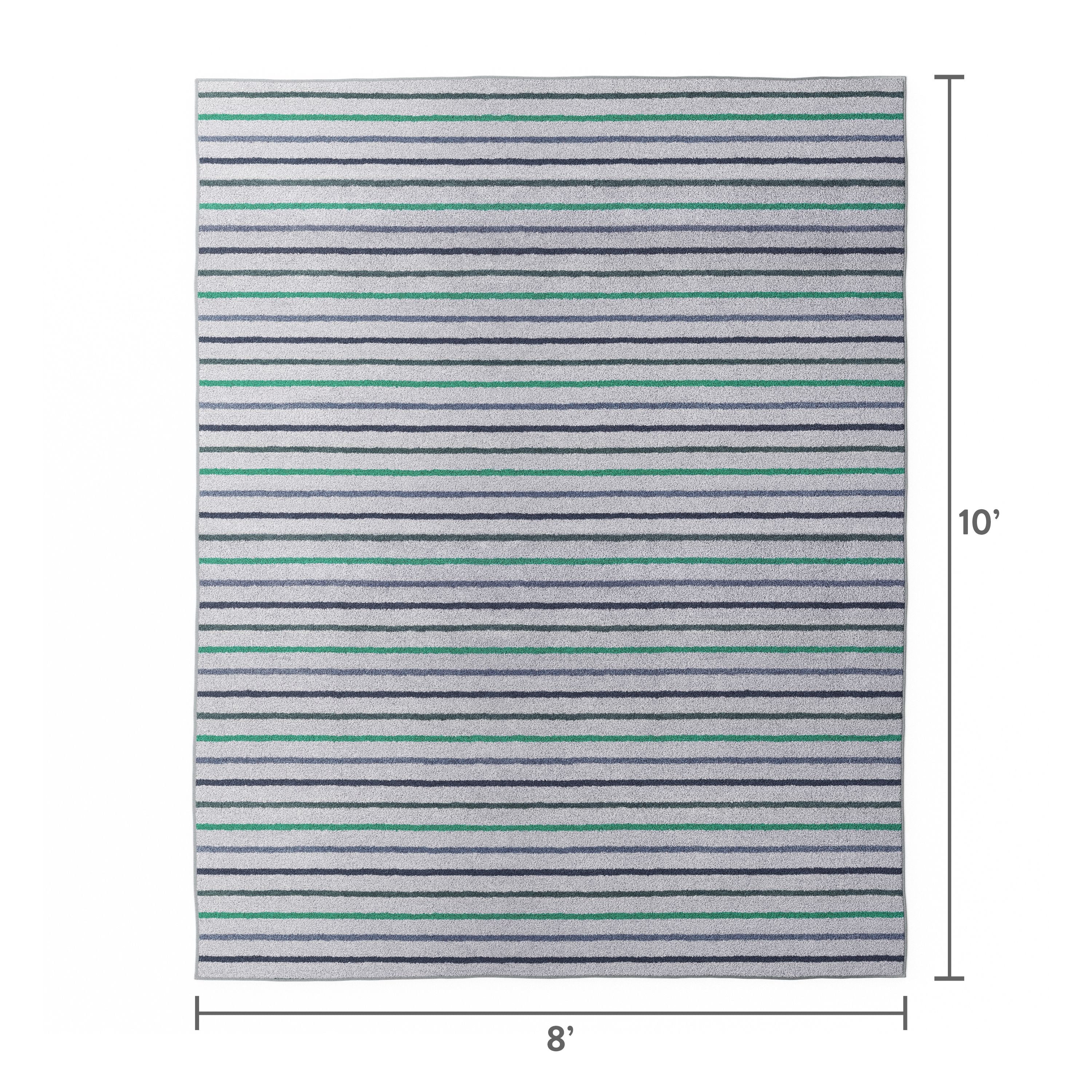 Mainstays Kids Tufted Blue and Green Stripe Area Rug, 8' x 10'
