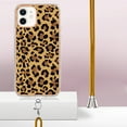 thumbnail image 3 of Slim Fit Case for iPhone 12, Luxury Pattern Adjustable Crossbody Lanyard Shoulder Neck Strap Clear Design Case for Women Girl Teen Silicone Soft for iPhone 12, Leopard, 3 of 7