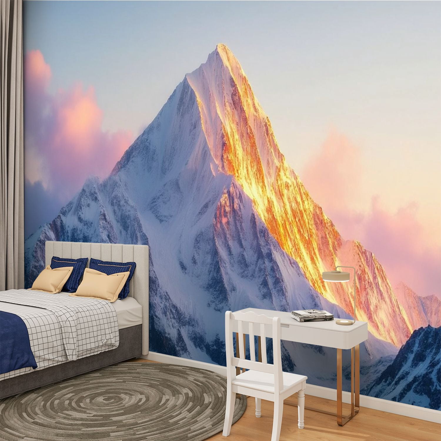 Peel and Stick Wallpaper Snow Mountain Nature Scenery Mountains Photo Snow covered Mountains Modern Art Wall Mural Decor Self Adhesive and Removable 100in x 144in