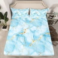 thumbnail image 2 of Homewish Marble Texture Full Size Sheets,Fluid Stripe Aesthetic Bed Sheets,Gold Blue Sheet Sets For Boys Kids,Lightweight Room Decor,4 Pieces, 2 of 7