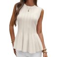 thumbnail image 2 of Sleeveless Knit Tops Slim Fit Ribbed Peplum Sweater Vest, 2 of 7