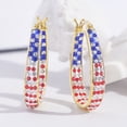 thumbnail image 5 of Crystal Hoop Earrings For Women American Flag Colors Inside Out Silver Plated Earring Jewelry Gift, 5 of 5