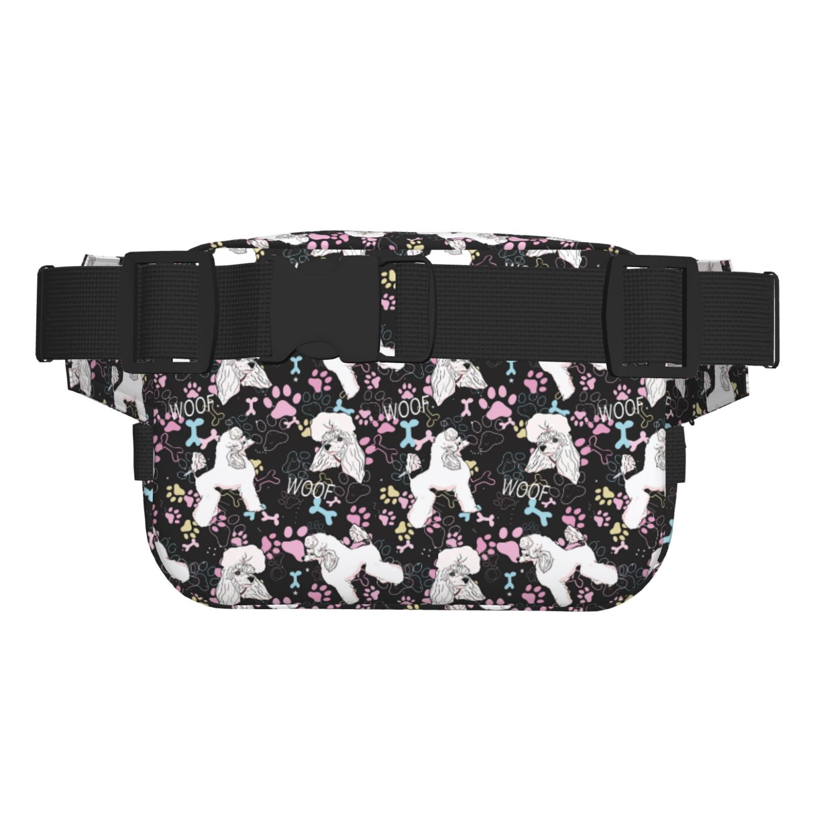 Picia Cute Poodle Dog Print Square Double-Layer Waist Bag Mini Adjustable Waist Belt Bag Exercise Running Travel Hiking