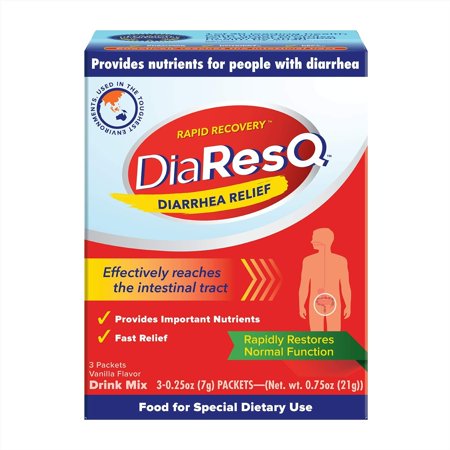 DiaResQ Adult's Rapid Recovery Diarrhea Relief - (Vanilla, 3 ct) Fast-Acting Diarrhea Relief That is Safe, Drug-Free, and Effective in Relieving Diarrhea, For Travel or Everyday Use.