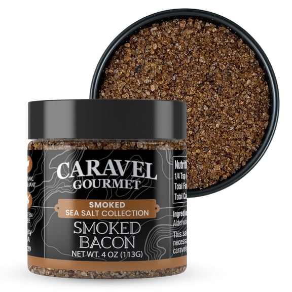 Caravel Gourmet Smoked Alderwood Bacon Sea Salt, 4 oz by Sea Salt Superstore Gluten-Free