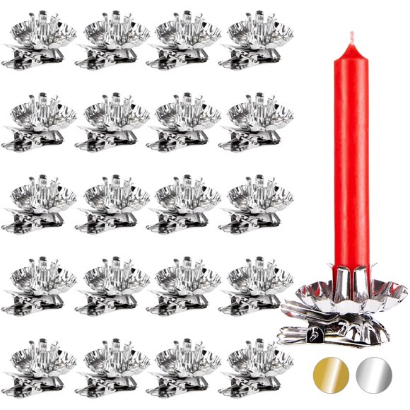 BRUBAKER 40 Pack Tree Candle Holders for Christmas Tree - Silver - Traditional Vintage Candle Holders with Clip