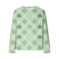 thumbnail image 2 of Craaazy St. Patrick's Day Waffle Sweatshirt for Women Green Graphic Casual Crewneck Long Sleeve Pullover Tops Gifts, 2 of 5