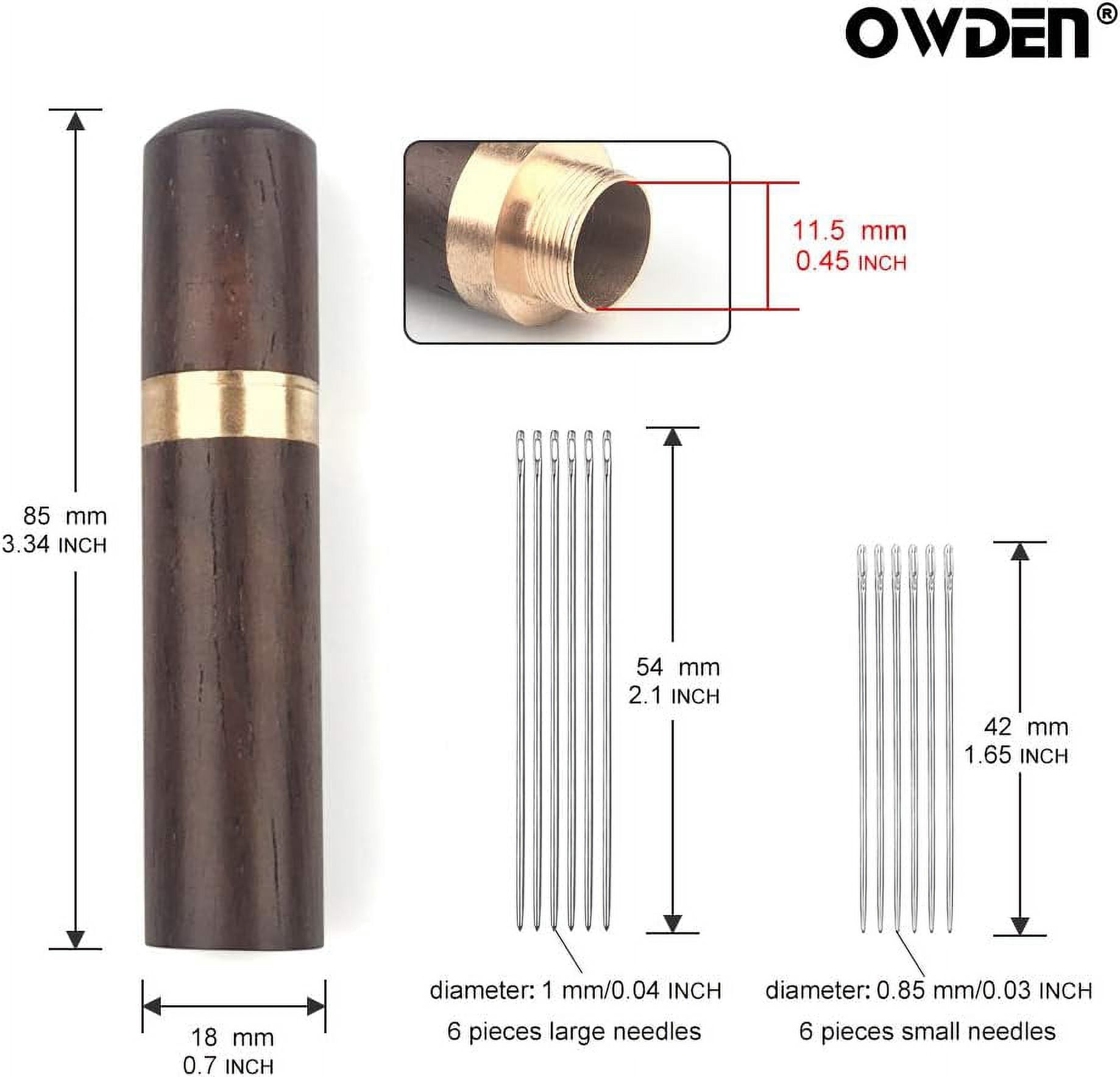 12Pcs Leather Hand Sewing Needles, Professional Small Eye Design for Leather Hand Stitching Needle. 2 Sizes and Each 6Pcs.