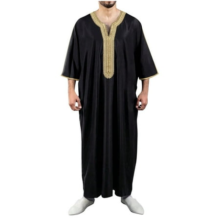 Men s Muslim Robe Arab Middle Robe Long Style Long Sleeve Embroidered Standing Neck Long Shirt Islamic Wear Men s Muslim Robe Arab Middle Robe Long Style Long Sleeve Embroidered Standing Neck Long Shirt Islamic Wear