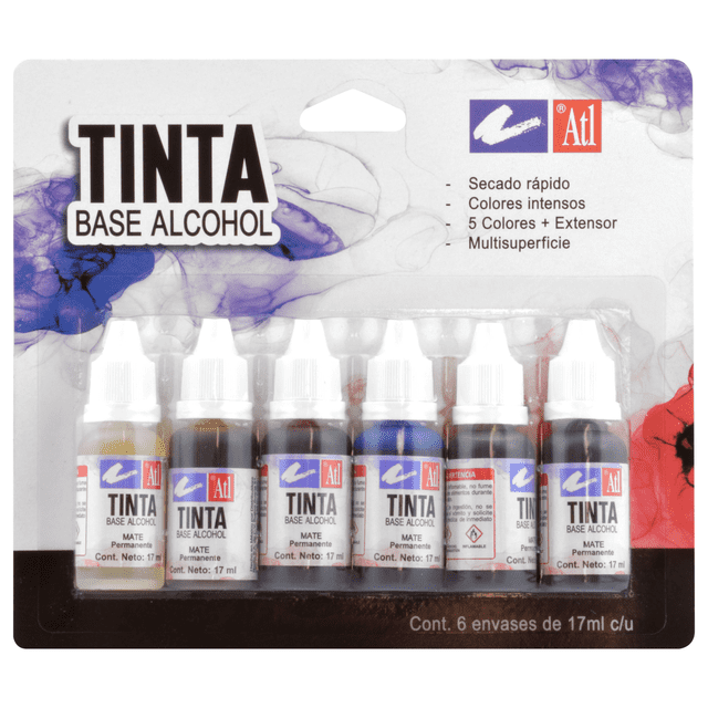 Set Básico 5 Tintas Colores Y Medio 17Ml Base Alcohol ATL