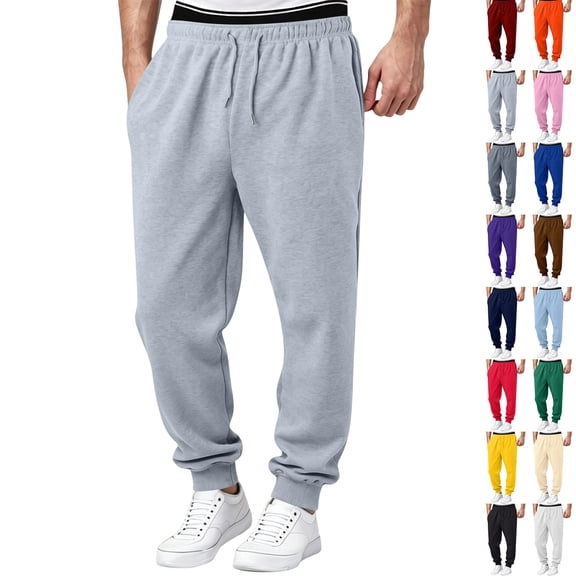 Mens Athletic Joggers Sweatpants Drawstring Elastic Waist Cuffed Ankle Running Pants Loose Fit Gym Workout Jogging Pants for Men with Pockets Sky Blue 3XL