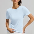 thumbnail image 3 of hotojiny Workout Shirts Women Stretchy Crew Neck Back Cut out T Shirts Athletic Short Sleeve Sun Protection Gym Running Yoga Tops, 3 of 7