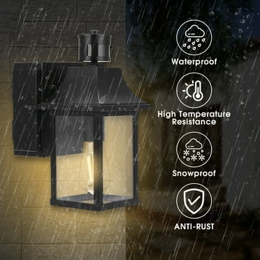 Dusk To Dawn Porch Light With GFCI Outlet – Weatherproof Outdoor Wall Sconce, 1850W Dual Sockets + 2 Free LED Bulbs