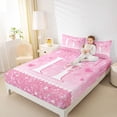 thumbnail image 3 of Castle Fairy Pink Glitter Letter H Queen Sheet Sets 4 Pieces for Girls,Love Heart Bow Print Bed Set, 3 of 6
