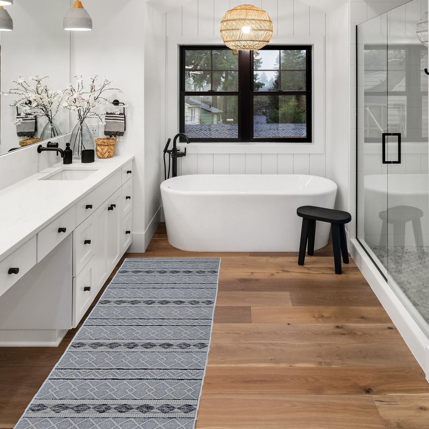 Mirage Macomb Cream & Blue 2' x 10' Runner Rug