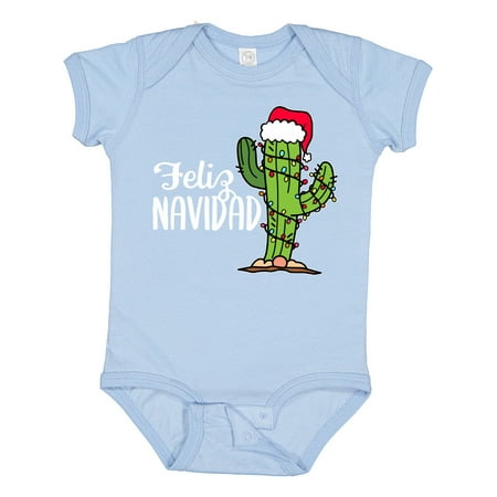 

Inktastic Feliz Navidad Christmas Cactus in Santa Hat Gift Baby Boy or Baby Girl Bodysuit