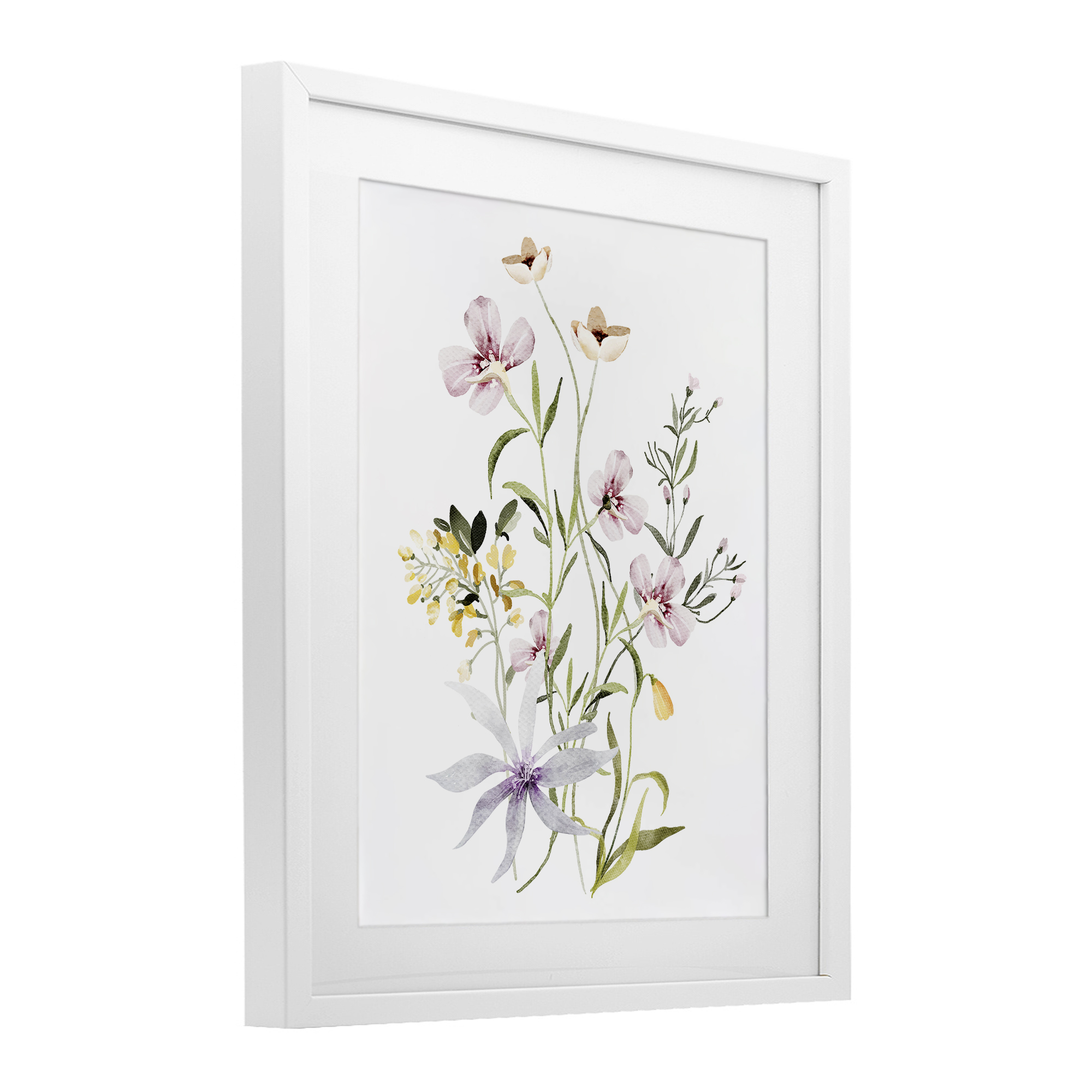 Floral Foliage Bundle White Framed Print Under Glass, design by Lettered and Lined