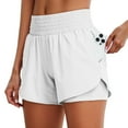 thumbnail image 2 of Womens High Waist Running Shorts 2In1 Athletic Workout Shorts For Women With Pockets Gym Yoga Sports Summer Shorts White S, 2 of 5